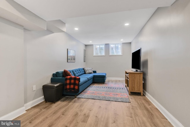 7603 Hammond Ave, Takoma Park, MD 20912 - living area with light wood-style flooring, baseboards, and recessed lighting