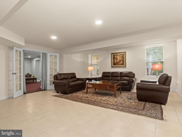 8484 Oak Run Way, Ellicott City, MD 21043 - living area featuring healthy amount of natural light, recessed lighting, baseboards, and tile patterned flooring