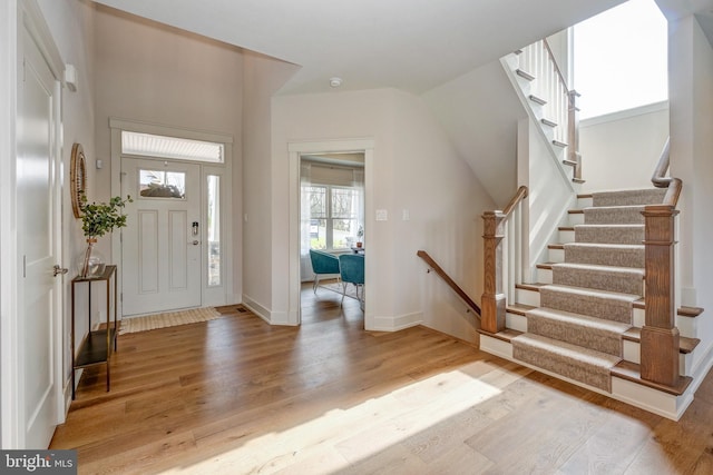 101 Eagle Dr, Broomall, PA 19008 - entrance foyer with light wood finished floors, baseboards, and stairs