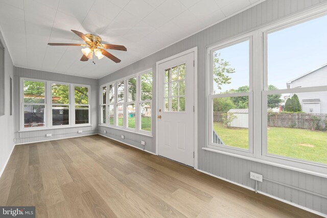 97 Church St, Thorofare, NJ 08086 - unfurnished sunroom featuring ceiling fan and wood finished floors