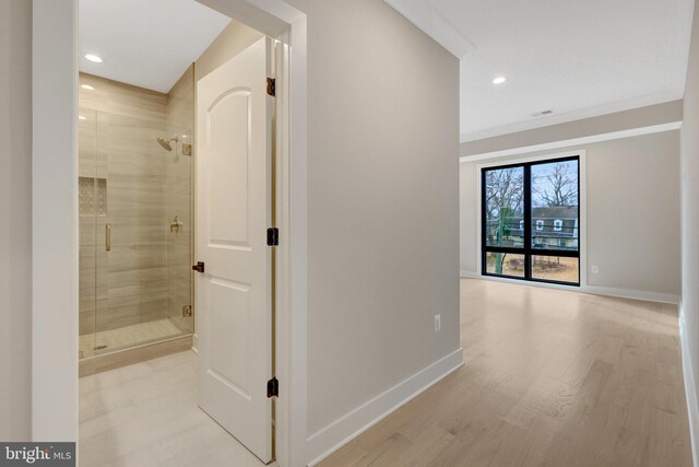 7916 Lewinsville Rd, Mclean, VA 22102 - hall featuring baseboards, light wood-style flooring, and recessed lighting