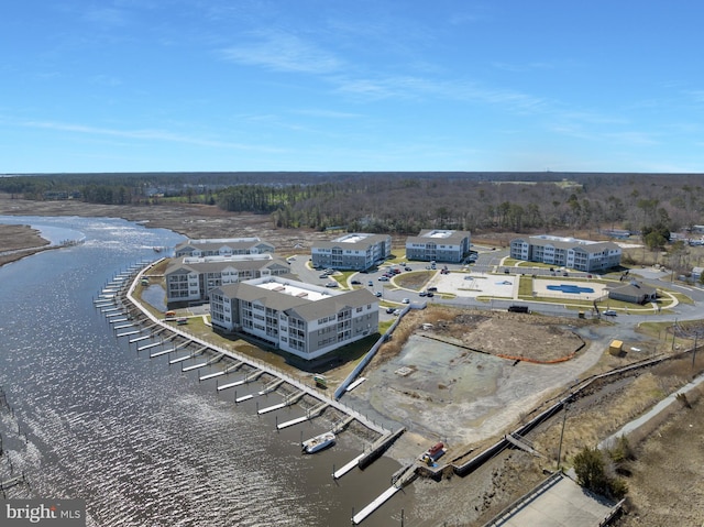 aerial view of a nearby body of water