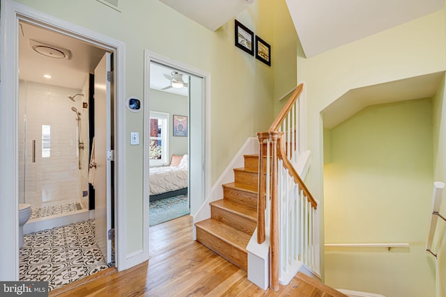 1702 Seaton St NW, Washington, DC 20009 - stairway with wood finished floors and baseboards