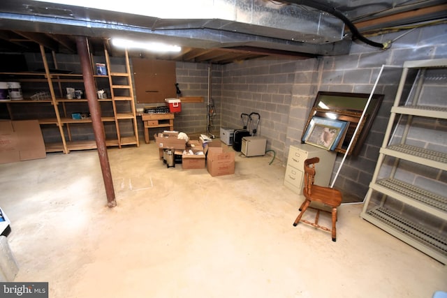 view of unfinished basement
