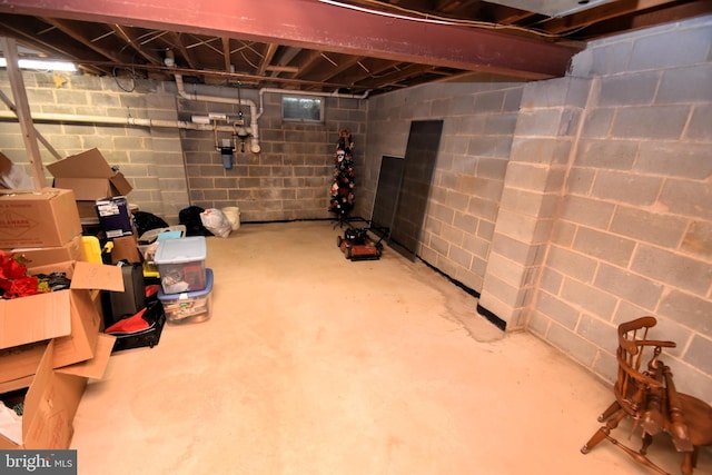 view of unfinished basement