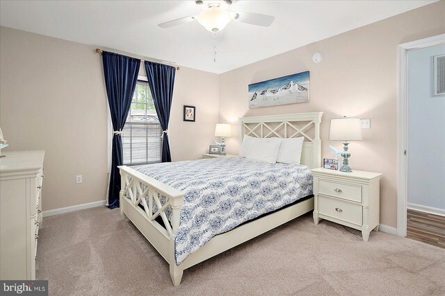 4 Abbey Cir, Ocean Pines, MD 21811 - bedroom featuring light carpet, baseboards, and a ceiling fan