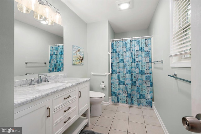 4 Abbey Cir, Ocean Pines, MD 21811 - full bath with tile patterned flooring, toilet, baseboards, vanity, and curtained shower