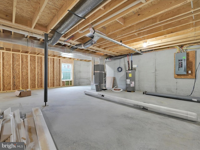864 Wynonah Dr, Auburn, PA 17922 - basement with electric water heater, electric panel, and heating unit