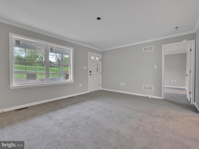 864 Wynonah Dr, Auburn, PA 17922 - unfurnished living room with ornamental molding, baseboards, and carpet flooring