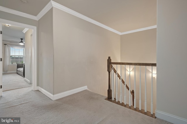 2005 Golden Ct, Mechanicsburg, PA 17055 - hall with an upstairs landing, carpet floors, ornamental molding, and baseboards
