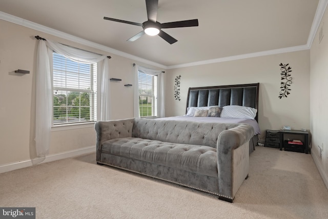 2005 Golden Ct, Mechanicsburg, PA 17055 - bedroom featuring crown molding, carpet flooring, baseboards, and a ceiling fan