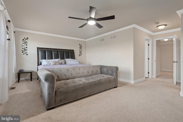 2005 Golden Ct, Mechanicsburg, PA 17055 - carpeted bedroom with crown molding, baseboards, and a ceiling fan