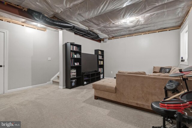 2005 Golden Ct, Mechanicsburg, PA 17055 - carpeted living area featuring stairway and baseboards