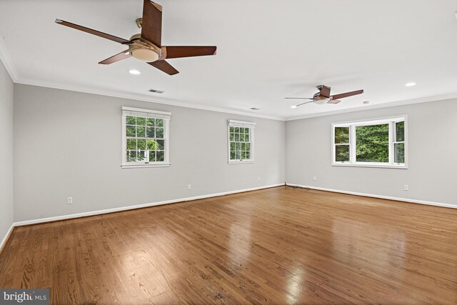 11904 Paradise Ln, Herndon, VA 20171 - unfurnished room with ceiling fan, crown molding, baseboards, wood finished floors, and recessed lighting