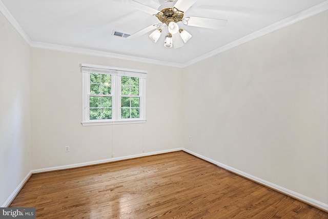 11904 Paradise Ln, Herndon, VA 20171 - unfurnished room with wood finished floors, baseboards, ornamental molding, and ceiling fan