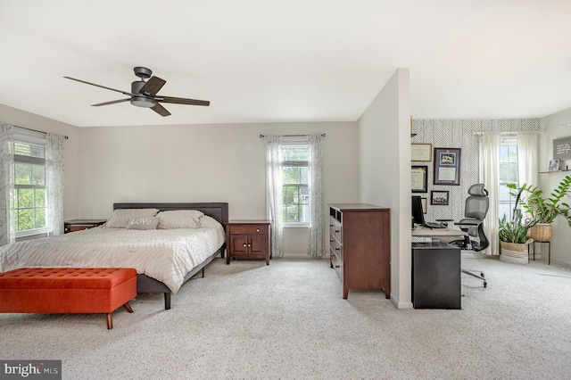 1015 E Macphail, Bel Air, MD 21015 - bedroom featuring an office area, light carpet, a ceiling fan, and baseboards