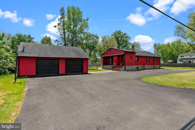 view of detached garage