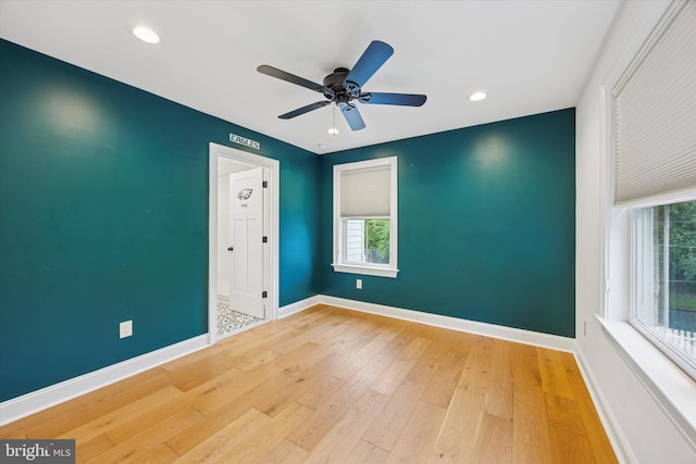 17 W Redman Ave, Haddonfield, NJ 08033 - spare room with wood finished floors, baseboards, ceiling fan, and recessed lighting
