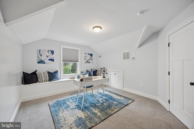 17 W Redman Ave, Haddonfield, NJ 08033 - carpeted home office featuring vaulted ceiling and baseboards