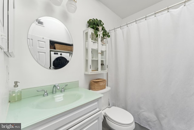 1215 Walter St SE, Washington, DC 20003 - bathroom with toilet, vanity, and a shower with curtain