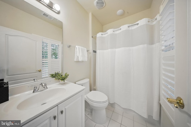43582 Old Kinderhook Dr, Ashburn, VA 20147 - bathroom with tile patterned flooring, vanity, toilet, and curtained shower