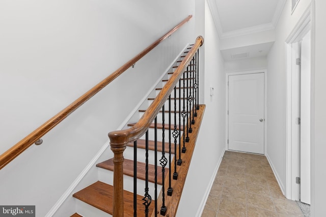 7583 Hearthside Way, Elkridge, MD 21075 - stairway with crown molding and baseboards