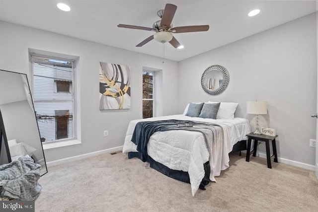 1224 James St, Baltimore, MD 21223 - carpeted bedroom with baseboards, a ceiling fan, and recessed lighting
