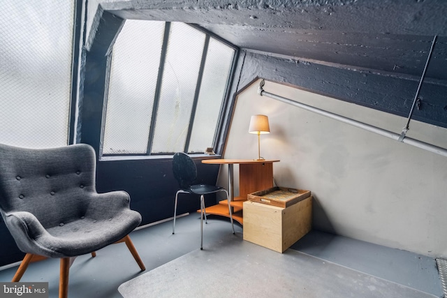 living area featuring concrete flooring
