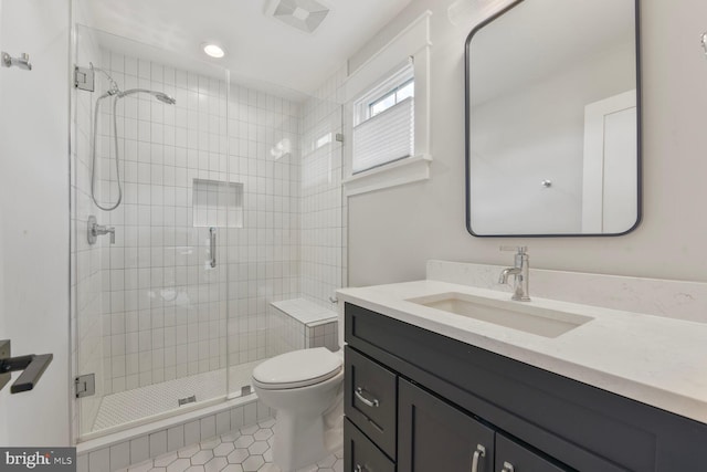 302 Jade Ct NW, Vienna, VA 22180 - full bathroom with toilet, a stall shower, tile patterned floors, and vanity