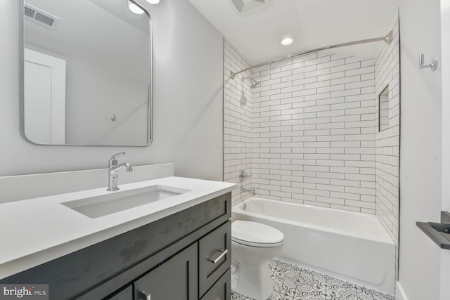 302 Jade Ct NW, Vienna, VA 22180 - full bath with toilet, tile patterned floors, bathing tub / shower combination, vanity, and recessed lighting