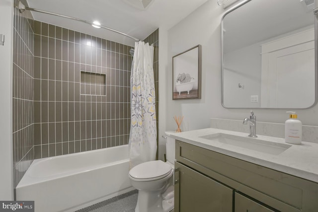 302 Jade Ct NW, Vienna, VA 22180 - bathroom with toilet, shower / bath combination with curtain, vanity, and tile patterned floors