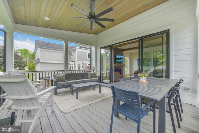 302 Jade Ct NW, Vienna, VA 22180 - wooden terrace with a ceiling fan and outdoor lounge area