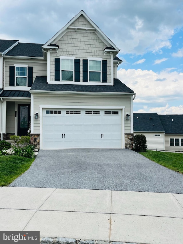 718 Quarry Point Rd, Malvern, PA 19355 - craftsman-style home with stone siding, asphalt driveway, a garage, and roof with shingles