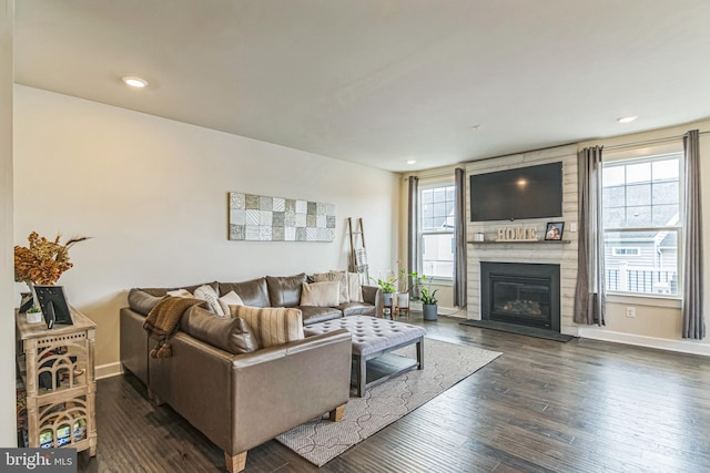 718 Quarry Point Rd, Malvern, PA 19355 - living area with plenty of natural light, baseboards, wood-type flooring, and recessed lighting