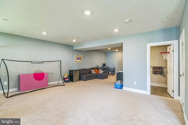718 Quarry Point Rd, Malvern, PA 19355 - carpeted living area featuring recessed lighting and baseboards