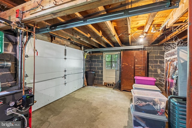 garage featuring a heating unit