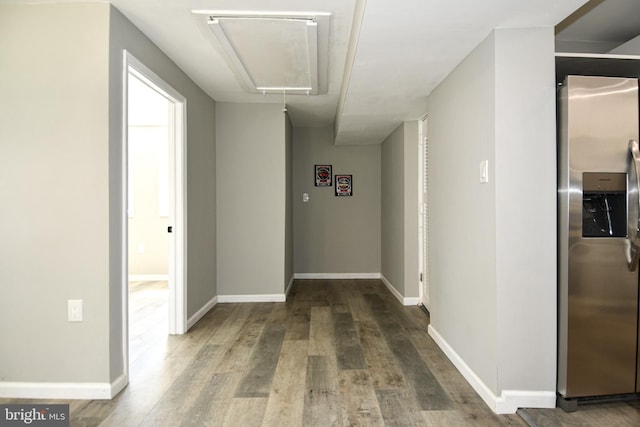 1210 Lindsay Rd, Oxon Hill, MD 20745 - hallway with attic access, wood finished floors, and baseboards