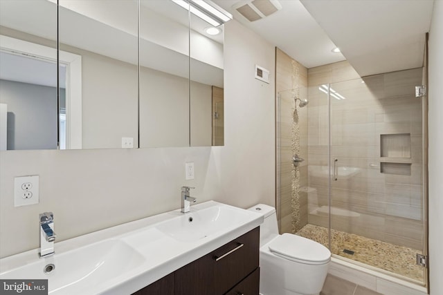 1524 N 2nd St Unit 2, Philadelphia, PA 19122 - full bathroom featuring a shower stall, toilet, recessed lighting, and double vanity