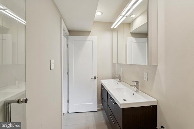 1524 N 2nd St Unit 2, Philadelphia, PA 19122 - bathroom featuring tile patterned floors, double vanity, and recessed lighting