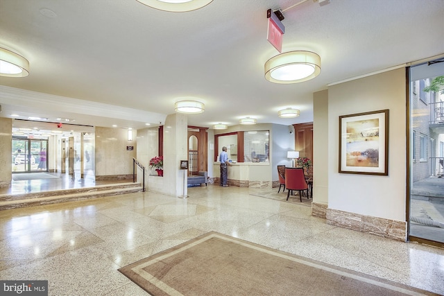 lobby with crown molding