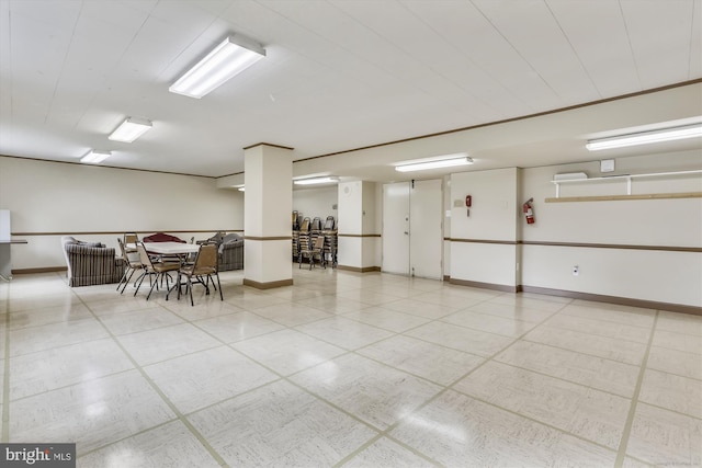 garage with baseboards