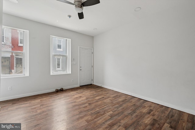 2214 N Cleveland St, Philadelphia, PA 19132 - empty room with wood finished floors, ceiling fan, baseboards, and a smoke detector