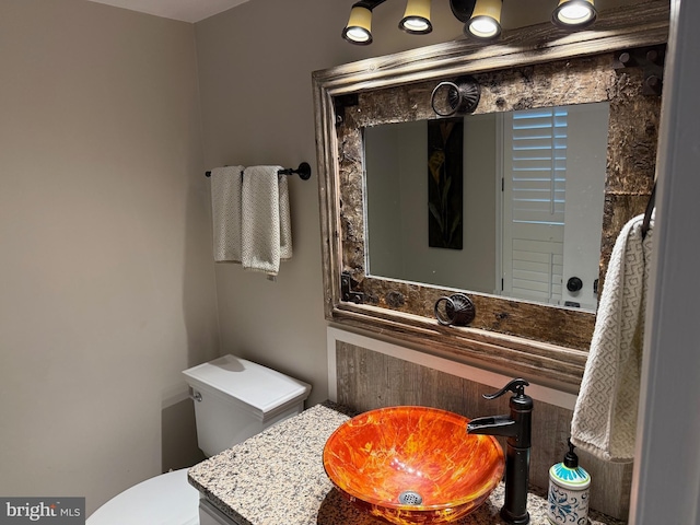 bathroom with toilet and vanity