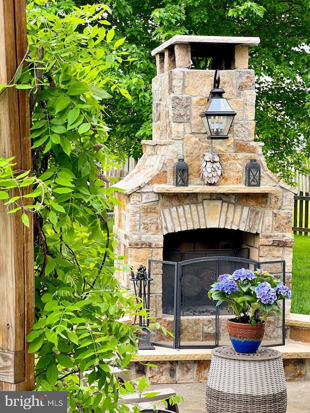 exterior view of exterior fireplace