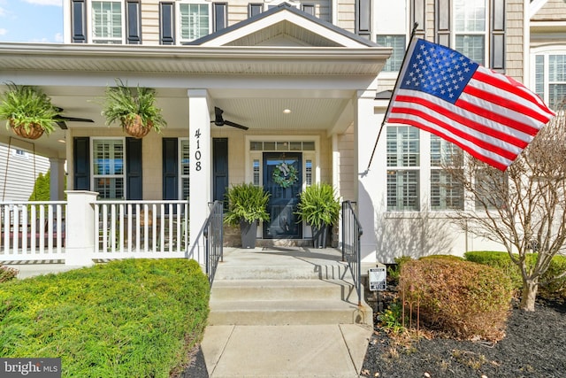4108 Brushfield Dr, Frederick, MD 21704 - entrance to property featuring a porch and ceiling fan