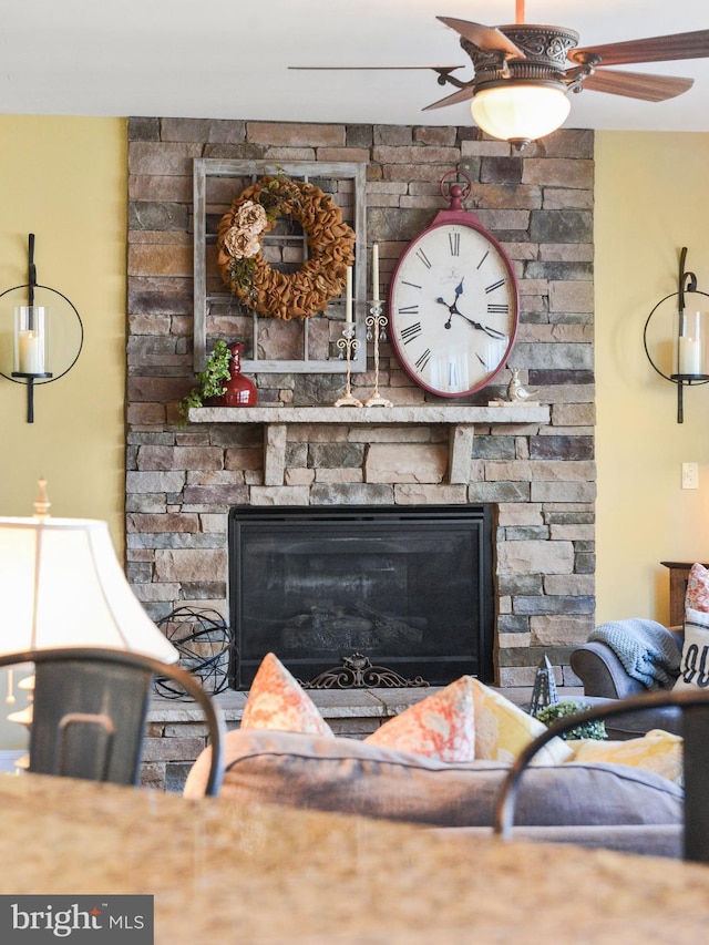4108 Brushfield Dr, Frederick, MD 21704 - detailed view of a fireplace and ceiling fan