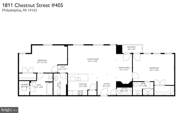 1811 Chestnut St Unit 405, Philadelphia, PA 19103 - property floor plan