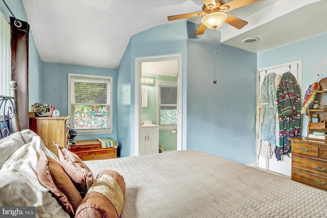 5538 Turkey Rd, Fort Loudon, PA 17224 - bedroom featuring lofted ceiling, carpet flooring, and a ceiling fan