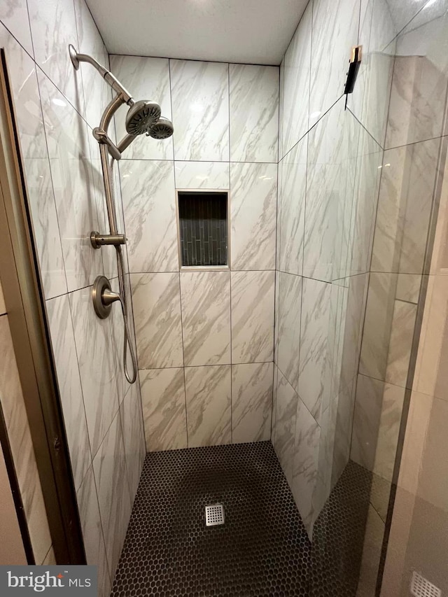 bathroom with a shower stall