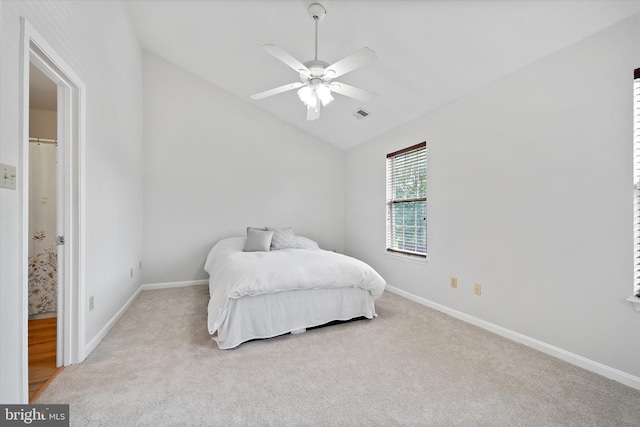 146 Connery Ter SW, Leesburg, VA 20175 - carpeted bedroom featuring lofted ceiling, baseboards, and a ceiling fan